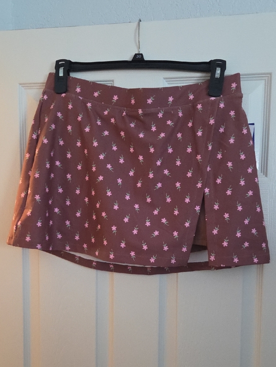 JoyLab Dresses & Skirts - JoyLab Brown Floral Skirt with Pink Flowers